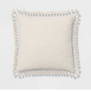 Euro Textured Slub Tassel Decorative Throw Pillow Natural - Threshold NWT